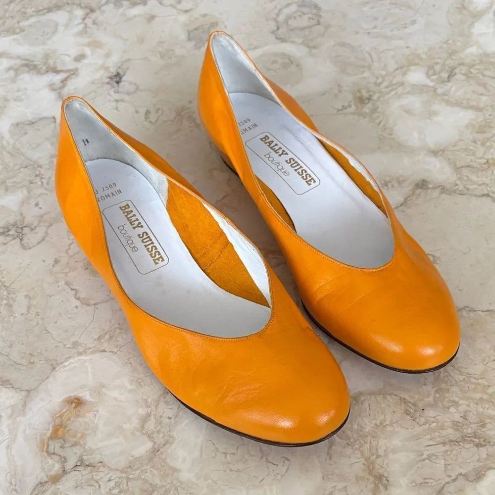 Bally Suisse Romain Nappa Leather Ballerina Flats 1970s Vintage - Picture 2 of 12